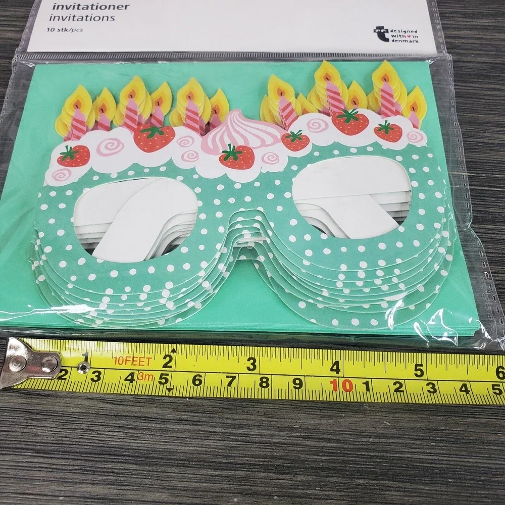 Wearable Birthday Party Cake And Candle INVITATIONS Paper Glasses - 10 Count‎